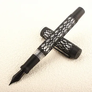 Писалка с вакуум пълнеж Jinhao 100 Матова черна прозрачна акрилна куха издълбани на дръжката EF/F/M за писане Подарък