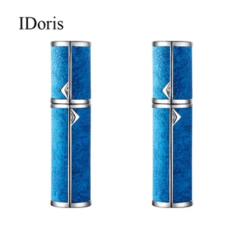 IDoris 5 мл, метална обвивка, стъклен резервоар, празен мъжки флакон за парфюм Spary Cosmeti, спрей за грим, бутилки за еднократна употреба, 2 бр. синьо