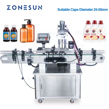 ZONESUN Автоматична електрическа машина за затваряне на бутилки шампоан от пластмаса стъкло и кристали за козметичен лак за нокти