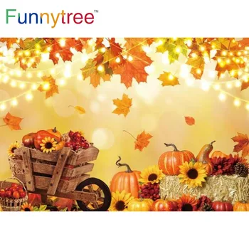 Забавно дърво, есен благословия, тиква, клен, падащи листа, осветление, фон, знаме, количка за събиране на сено, слънчогледи, фон за снимки