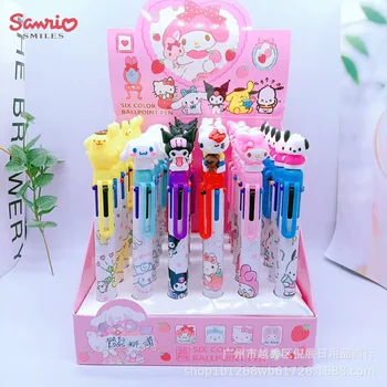 36 бр. Химикалка писалка Sanrio Kuromi 6 цвята, ръчна регистрация дръжка, неутрална дръжка, ученически канцеларски материали, канцеларски стоки, търговия на едро,