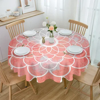 Живопис с маслени бои от Абстрактни цветя текстура Розова кръгла покривка Водоустойчив покриване на масата за декор на сватбени партита Покриване на масата за хранене