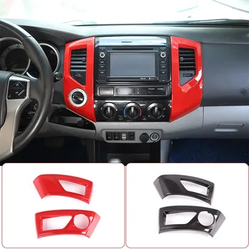 ABS-карбоновое влакна/червен за Toyota Tacoma 2011-15, стикер на рамка за излизане на климатик с централно управление, автомобила, аксесоари за интериор на автомобила