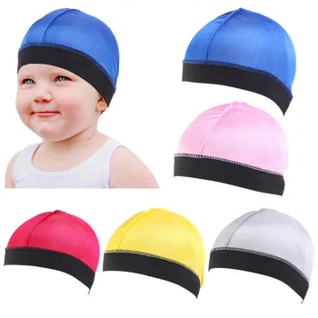 Нова еластична лента, копринено сатен детска шапчица, детски куполна вълнообразни шапки, еластичен еластичен калъф за коса, шапка за нощен сън 3-8 години