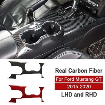 За Ford Mustang GT 2015-2020 Аксесоари за интериора на колата Панел за превключване на предавките Тампон поставка за чаши декор Рамка от въглеродни влакна стикер