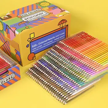 Brutfuner 520 Цветни моливи Професионален комплект моливи за рисуване с маслени бои върху дърво на художника, раскрашивающий скица, детски канцеларски материали, стоки за бродерия