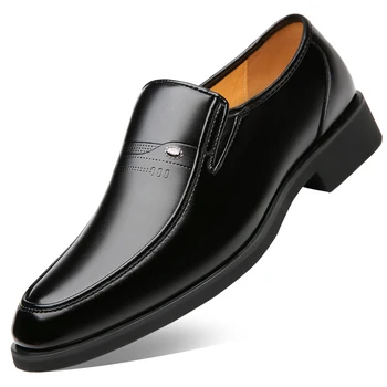 2023 Нова Мъжки Обувки от микрофибър, Нескользящая Мъжки обувки Гумени подметки, Офис Бизнес Рокля 37 45, Мъжки Качествена Кожена обувки