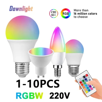 1-10 Бр. led интелигентна лампа RGBW GU10 E27 E14 24 ключ инфрачервено дистанционно управление AC110V 230 v 6 W 10 W цвят плюс затъмняване на бяла светлина
