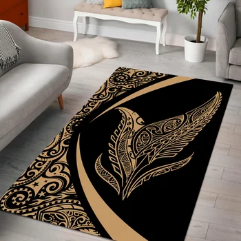 Нова зеландия мат сребро папоротником Маорите, подложка с 3D принтом, противоскользящий килим, украса на дома, тематични килим за хол