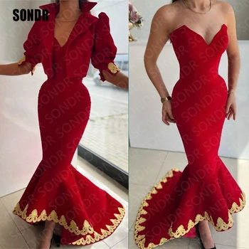 SONDR 2 броя Червена Русалка Вечерни рокли за бала с ръкави-якета Dubia вечерни рокли за партита вечерна рокля