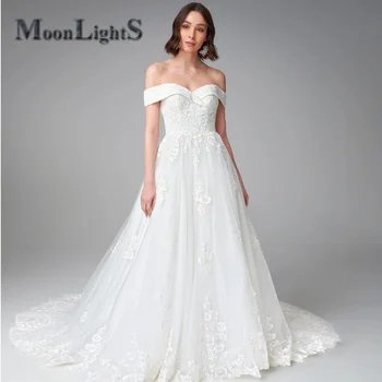 MoonlightShadow Класически Модерен Изискан Женски Корсет Трапецовидна форма С открити рамене, Вечерни Сватбени Персонализирани Сватбена рокля