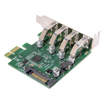 AU42 -Нископрофилен, 4-портов хъб PCI-E към USB 3.0 Адаптер за разширителни Карти PCI Express 5 Gbit/с USB1.1/2.0/3.0 Операционни системи
