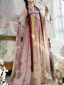 Костюм на древна принцеса за cosplay в китайски стил, изискана бродерия, дамски реколта дрехи за cosplay с цветен модел Ханфу, комплект за момичета Ханфу