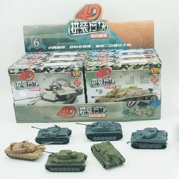 6 бр./компл. 1:100 4D Събрани пластмасови танкове Тигър на Втората световна война, Германия, САЩ, Съветският Съюз танк Големи блокове Модел играчки
