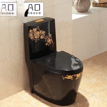 Цветен ретро супер vortex тоалетна чиния, европейски златен тоалетната чиния, керамика, водосберегающий и устойчив към миризми, черно туалетбиологический тоалетна чиния