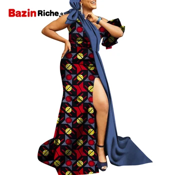 Дамски рокли са с африкански принтом в стил мозайка, секси вечерна рокля дашики, дрехи големи размери WY5228