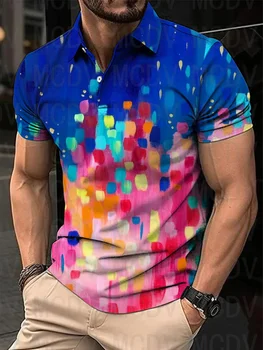 Мъжки Художествена Цветни Ежедневни Риза с къси ръкави С 3D Принтом, Ризи с Къс Ръкав