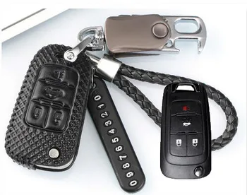Калъф за ключове от автомобил от 100% естествена кожа, ЧАНТАТА за BUICK REGAL, 4 БУТОНА, разменени държач за ключове