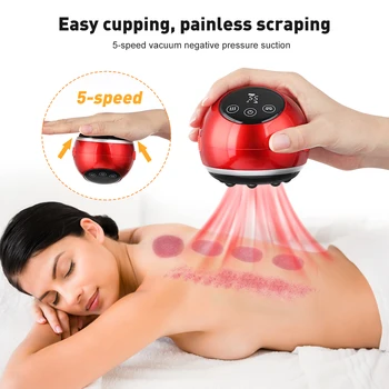 Електрически интелигентен баночный масаж Соскабливающий апарат с отрицателно налягане, меридиан, детоксикационный вакуум, 5 степенна, загряване, вибрация, Гуаша