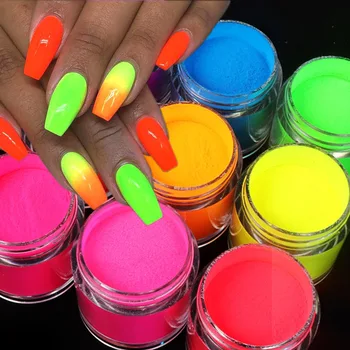 Неоновите флуоресцентно акрилен прах за дизайн на ноктите, цветни пигменти за нокти, блестящ прах за нокти, прах за нокти, аксесоари за нокти