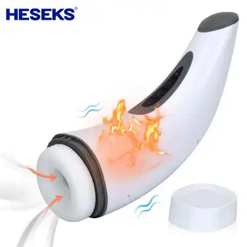 HESEKS Свирка 7 Вибриращ 3 смучене на отоплителни гласови мастурбатора за мъже, силиконови котенце, вагината за мъже, секс играчки за мъже