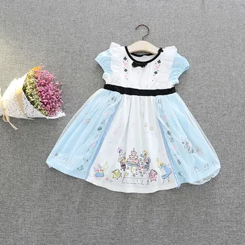 Коледни костюми за малките момичета рокля на Алис, детски кралят на карнавалните костюми за рожден ден за момичета 1-6 години, рокля на принцеса за момиченца