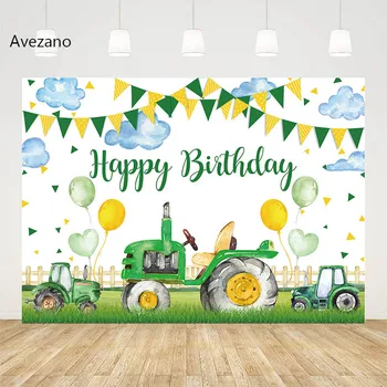 Тракторные фонове Avezano за фотография, банер с въздушно топка, дете, момче, на фона честит рожден Ден, украса за партита във фото студио