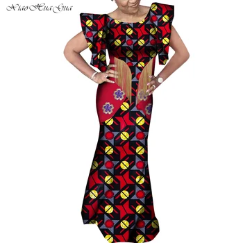 Африкански рокли за жени дълга рокля макси за сватбени партита Елегантна дебнещ женствена рокля с ръкав-пеперуда размер плюс WY7646