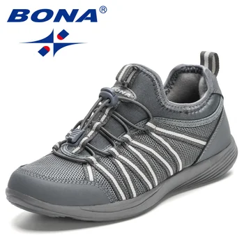 BONA 2023, Нова дизайнерска ежедневни обувки, дишаща обувки, дамски обувки на платформа с шнур, женски маратонки за почивка