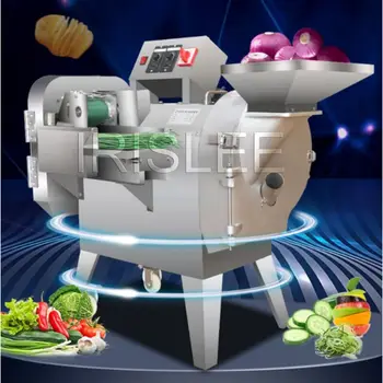 110 /220v, машина за рязане на зеленчуци с двойна глава, автоматична овощерезка от неръждаема стомана