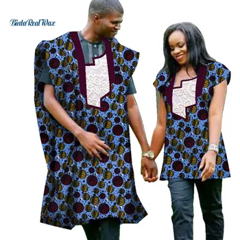 Традиционен африкански топ с принтом за двойки, дрехи Басейн Riche Dashiki, мъжки халати за баня и дамски ризи, дрехи за влюбени двойки, WYQ72