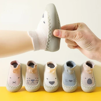 пролетно-летни чорапи за детски обувки с анимационни мека подметка, устойчива на плъзгане обувки за деца, мини детски чорапи подметка