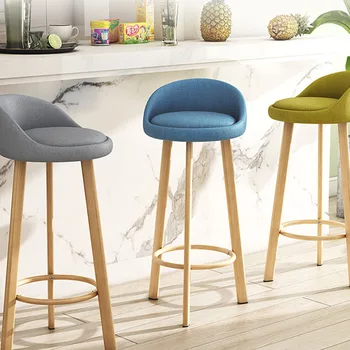 Кухненски преносими модерни бар столове от европейската кожа, луксозни бар столове в скандинавски стил, мебели за дневна от светло дърво