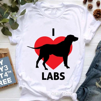 I Love My Lab С писмото принтом, Графични Тениски, Женски Лабрадор, Ретривър, Кучето, Подарък за моята Майка/Любовника си В Деня на Майката, Дамска Бяла Тениска, Летен Топ