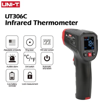 UNIT UT306S UT306C Цифров Инфрачервен Термометър Безконтактен Лазерен Термометър Пистолет Тестер Температура -50-500 Влагомер