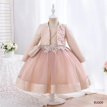 3 бр./компл., пищни дрехи за момичета, детски дрехи в стил мозайка от фатина с жаккардовым модел, 3D апликации, ежедневни рокли принцеса рожден ден