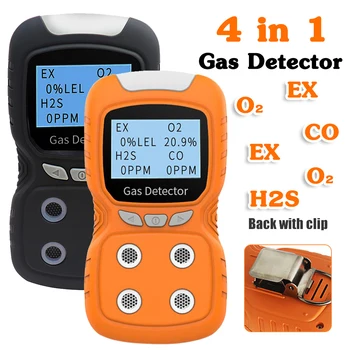 Газ Детектор 4 в 1, монитор LCD, цифров датчик за въздух, тестер, ръчен, токсичен, въглероден оксид, сероводород, тестер за качеството на въздуха