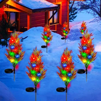 Слънчеви градински фенери, Коледно дърво, външни непромокаеми украса, led слънчеви пътеки, двор, двор, бани, Коледна слънчева лампа