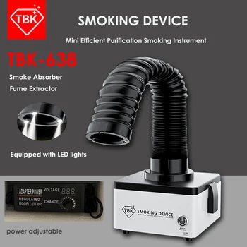 TBK-638 Мини-ефективен инструмент за почистване, за пушачи, поялник, клещи дим ESD, аспиратор дим с led подсветка 110/220 v