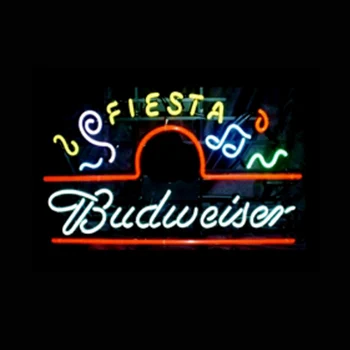 Budweiser Fiesta Marquee За Поръчка На Ръчно Изработени Истинска Стъклена Тръба Бирария Магазин Рекламира Стенен Декор Дисплей Неонова Реклама С 17 