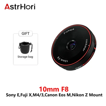 Astrhori RockStar 10 мм F8 Fish eye Обектив с фокусно разстояние Ултра широкоъгълен Микро за Sony E Fuji X M4/3 Canon Eos M Nikon Z Планина