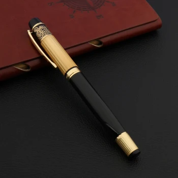 луксозна висококачествена писалка HERO M, метална, черна, златна, канцеларски материали, ученически пособия за писане