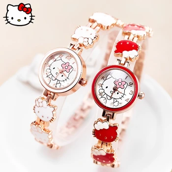 Sanrio HelloKitty, модни часовници за момичета от аниме, подарък за деца, аниме-кукла, светещи спортни часовници, играчки гривна само за почивка