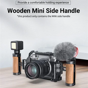Универсална DSLR камера, странична дръжка за фотоапарати Sony, Canon, дървена мини-дръжка, 1/4 винт, студен обувки