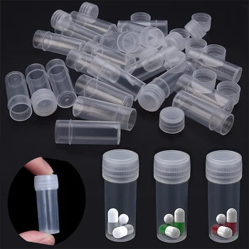 500 броя пластмасови бутилки с обем от 5 мл, прозрачни банка за проби, мини-контейнери за лекарства, течни твърди таблетки, на прах, на капсули за съхранение