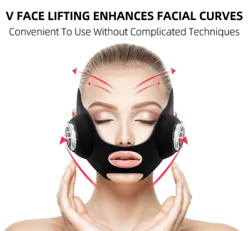 Микротоковая домакински V-образна превръзка, EMS, цветен лампа, V-образен инструмент за лифтинг на лицето, масажор за лице, силиконова V-образна маска