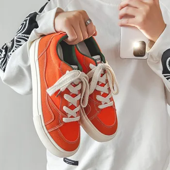 Нова мода orange мъжки обувки за скейтборд, дишащи парусиновые маратонки за мъже, нескользящая спортни обувки на платформа, мъжки кошница Hommes