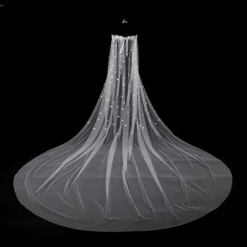 2019 Сватбени накити с открити рамене, сватбени накити с влак с дължина от 3 м, сватбени накити с аппликацией, дантелени кристални перли с 3D цветя, сватбени накити