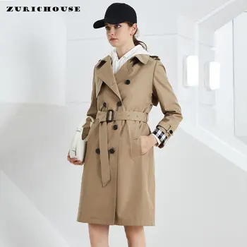 Темпераментна тънък женски тренч, пролетно-есенни палта, модерно двубортное офис дамско палто с колан, ежедневни дълга ветровка