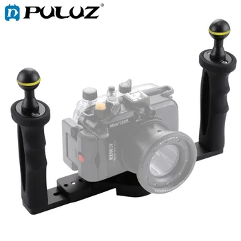 PULUZ часова стабилизатор на алуминиева тава с двойна дръжка за подводен фотоапарат, калъф за определяне на тавата за гмуркане за смартфони GoPro DSLR